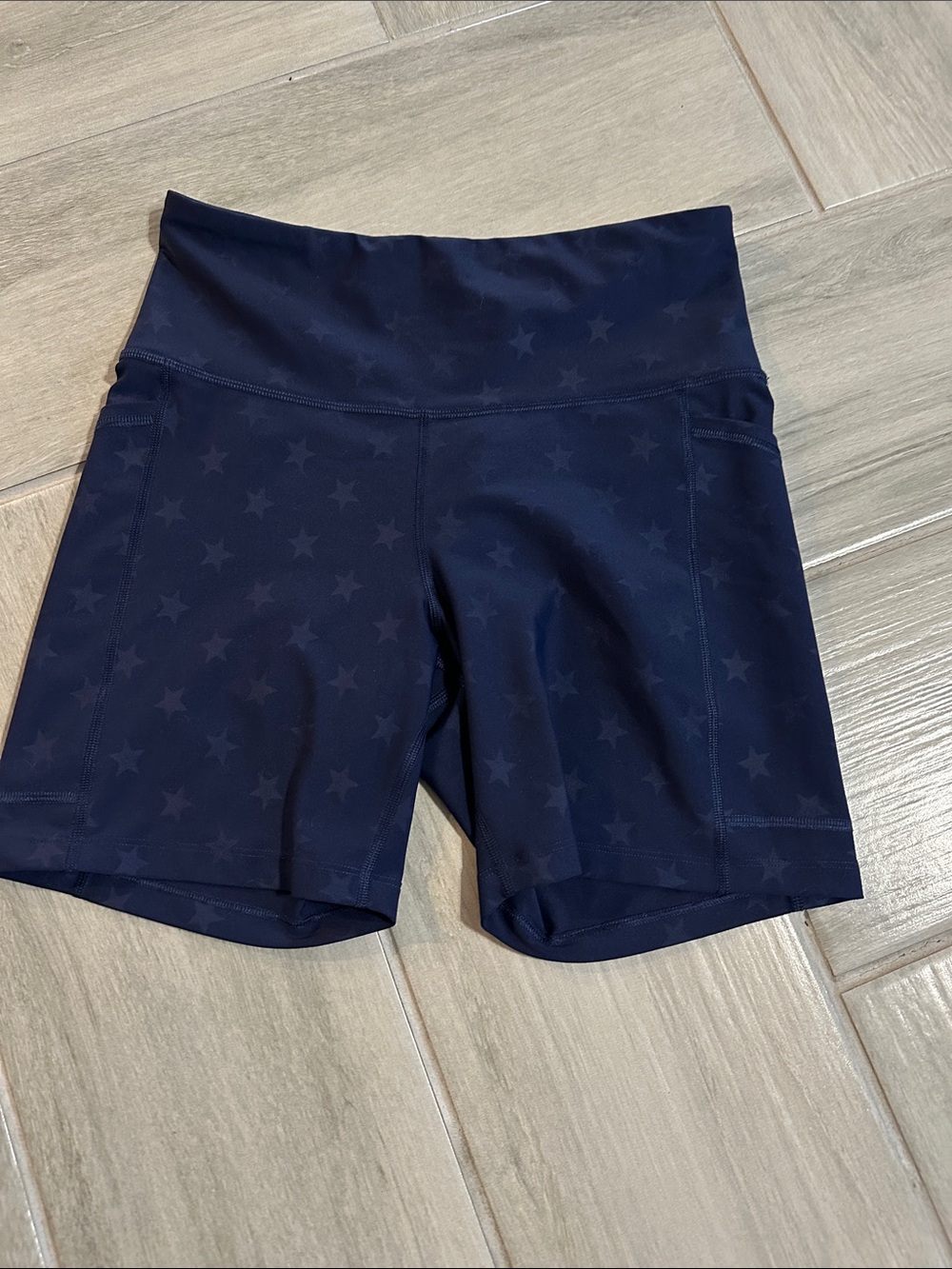 Women’s High-Waist Navy Star-Print Active Shorts
